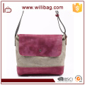 China Factories Sale Fashion Genuine Leather Canvas Woman Shoulder Bags